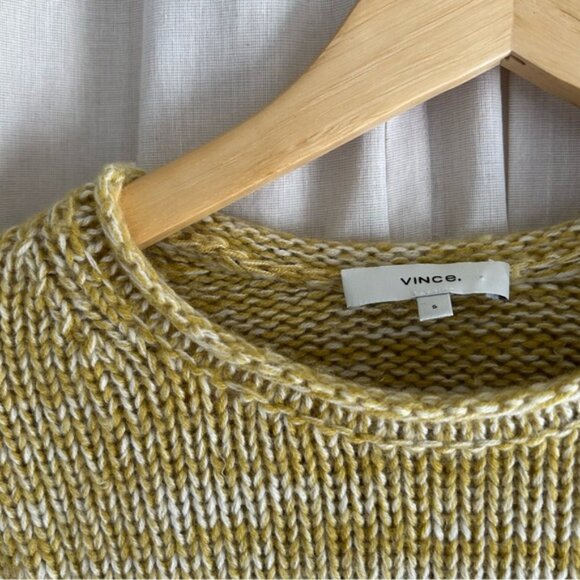 Vince Sweater Yellow Marled Wool & Cashmere Moss Glow S - Picture 8 of 8